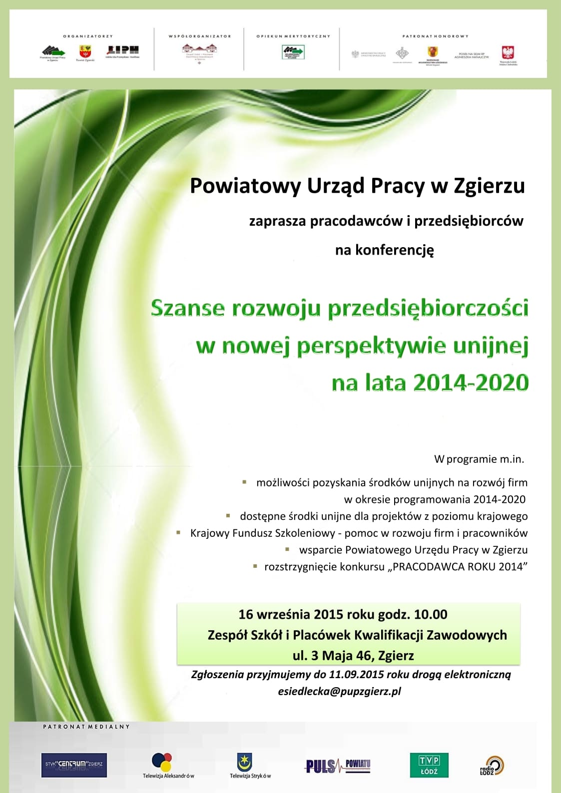 Konferencja „Szanse rozwoju przedsiębiorczości w nowej perspektywie unijnej na lata 2014-2020”