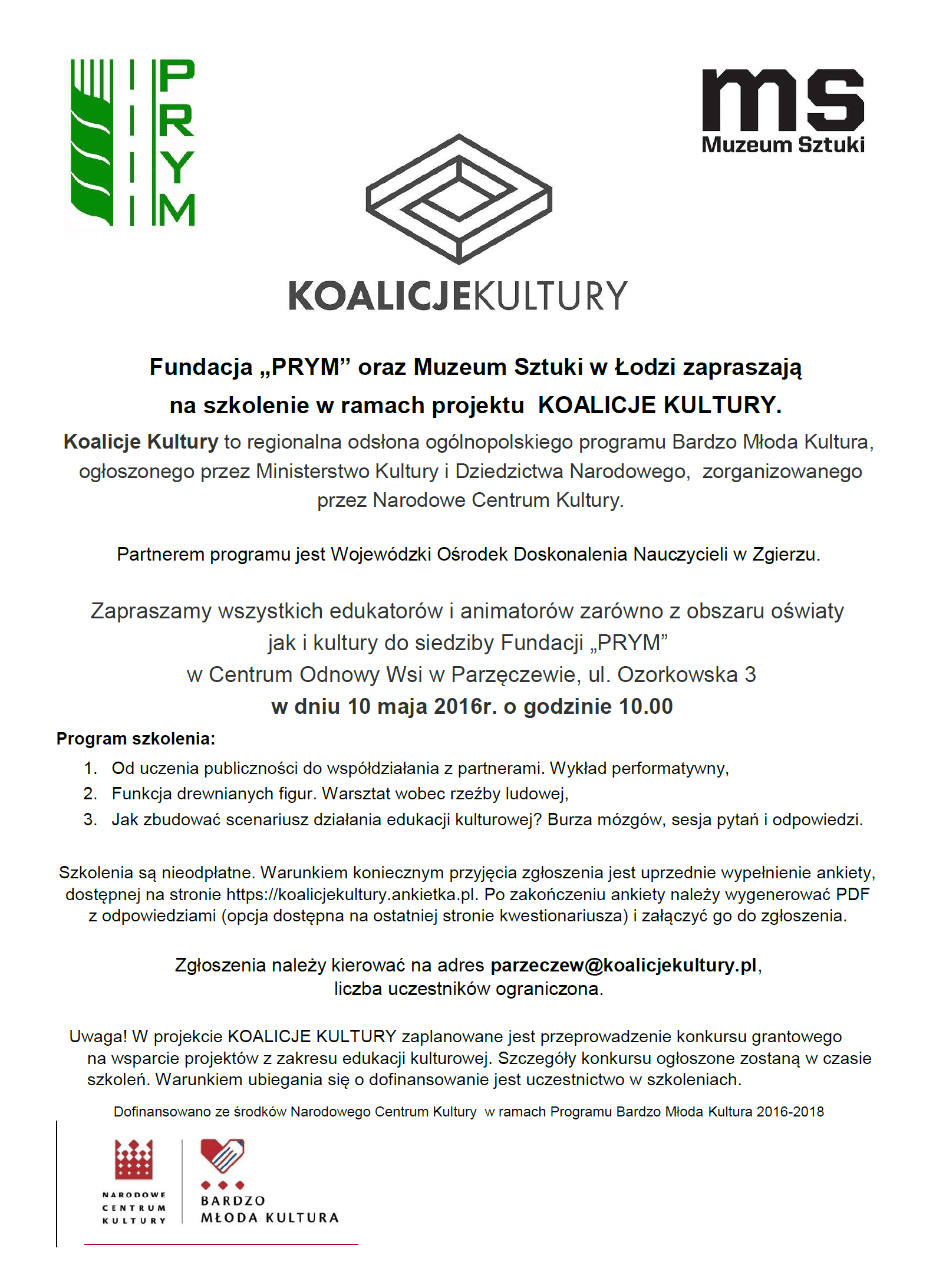 Szkolenie w ramach projektu KOALICJE KULTURY