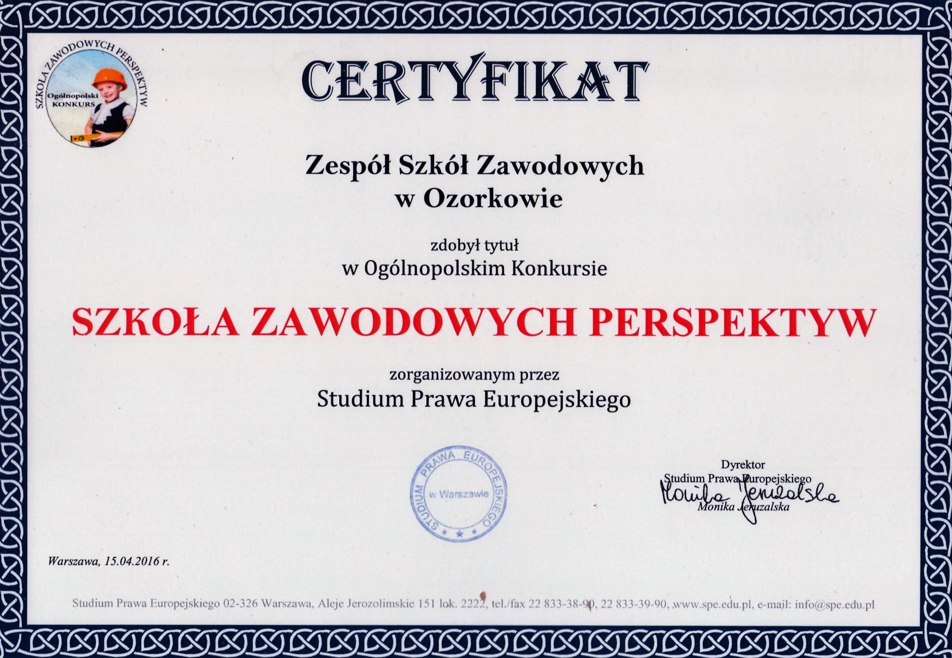 cert2 Szkoła Zawodowych Perspektyw