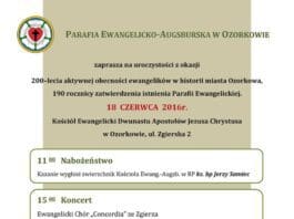 Uroczystości z okazji 200-lecia obecności ewangelików w Ozorkowie