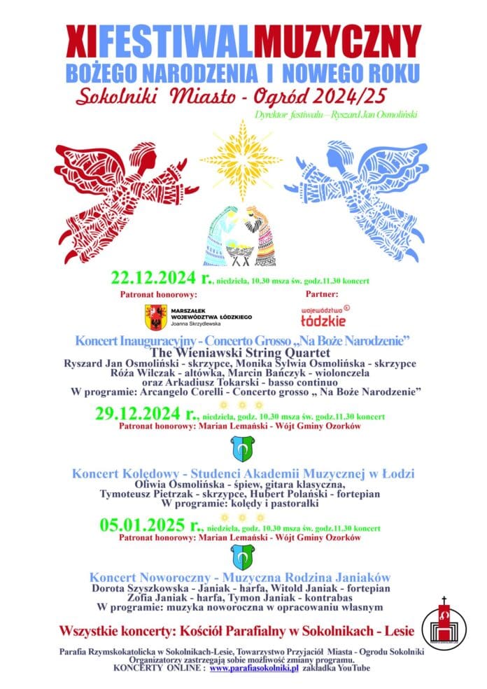 Festiwal Muzyczny Bożego Narodzenia i Nowego Roku w Sokolnikach 2024/25: Wielbicieli muzyki klasycznej serdecznie zapraszamy do udziału w XI Festiwalu Mu...