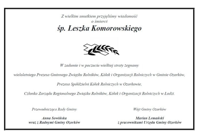 Z głębokim żalem zawiadamiamy...