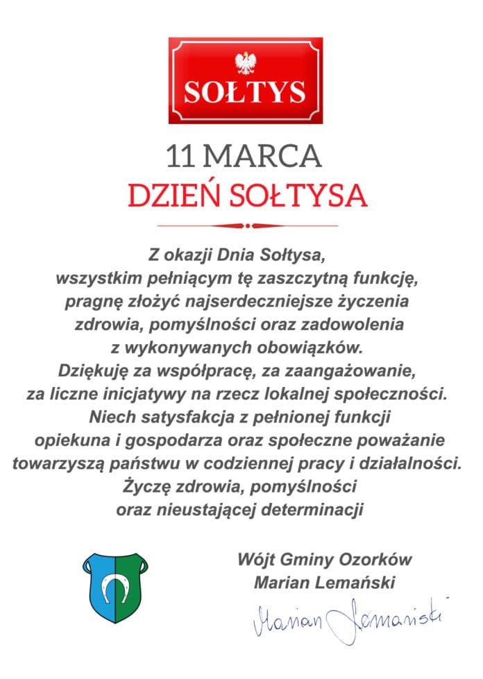 Życzenia dla Sołtysów