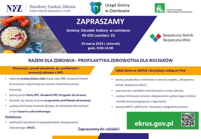 Zadbaj o siebie – „Razem dla zdrowia – profilaktyka zdrowotna dla rolników”  Dyr...